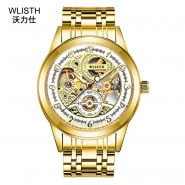 خرید ساعت مچی مردانه از علی اکسپرس Hot Men’s Watches Automatic Mechanical Gold Male Clock Skeleton Dial Waterproof Stainless Steel Hollow Sports Watch Reloj Hombre