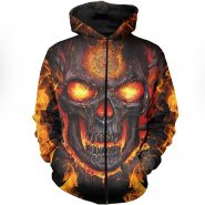 خرید هودی از علی اکسپرس Lava Skull Firefighter 3D All Over Printed Hoodie Men Women Fashion Casual Zip Jacket Autumn Winter Hip-hop Sweatshirt