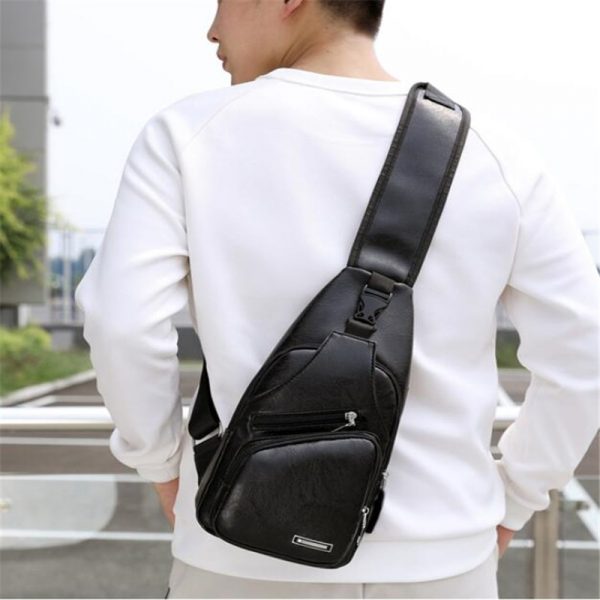 خرید کیف مردانه از علی اکسپرس Male Shoulder Bag USB Charging Crossbody Chest Bag For Men Anti Theft Chest Waist Pack Trip Messenger Bags Single Strap Back Bag