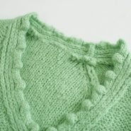 خرید لباس گرم زنانه از علی اکسپرس Toppies 2020 Autumn Winter Green Cardigans Women Knitted Jacket Dot Lantern Sleeve Cardigan Sweater