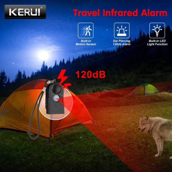 سنسور دورکردن حیوانات KERUI Security Alarm 120dB Camping Travel Mini PIR Infrared Motion Sensor