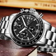 خرید ساعت مچی مردانه از علی اکسپرس LIGE Luxury Brand Watches Men Six pin Full Stainless steel Military Sport Quartz Watch Man Fashion Casual Business Wristwatches