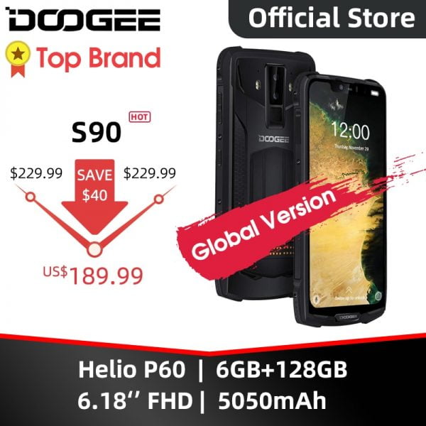 خرید گوشی دوجی اس 90 از علی اکسپرس IP68/IP69K (Outdoor BOX) DOOGEE S90 Super Modular Rugged Mobile Phone 6.18inch Display 5050mAh Helio P60