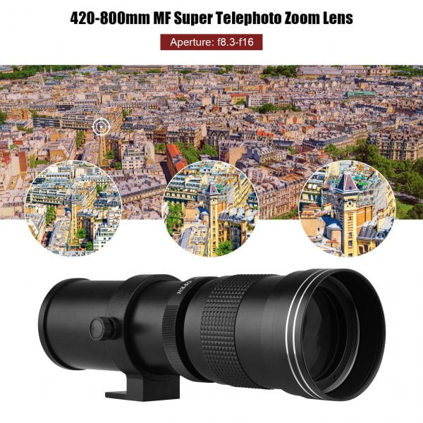 خرید لنز دوربین Camera Lens MF Super Telephoto Zoom Lens F/8.3-16 420-800mm T Mount with for Canon Nikon Sony Fujifilm Olympus