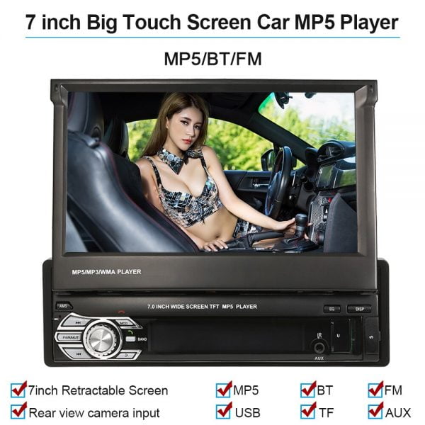 For Peugeot 206 7 inch Car Multimedia MP5 Player 1 Din Android Car Radio Stereo Intelligent Accessories Retractable Touchscreen