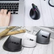 خرید موس از علی اکسپرس Delux M618C Wireless Mouse Ergonomic Vertical 6 Buttons Gaming Mouse RGB 1600 DPI Optical Mice With