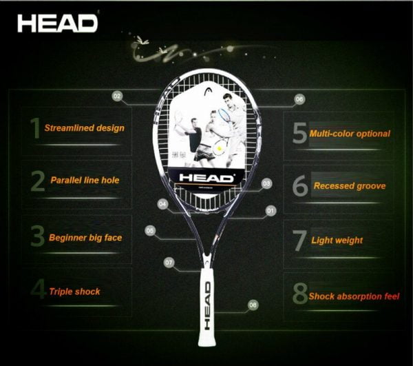 Original Head Tennis Racket Black Professional Tennis Racquet Carbon Tenis Padel With Bag Overgrip Dampener Raquete De Tenis 414