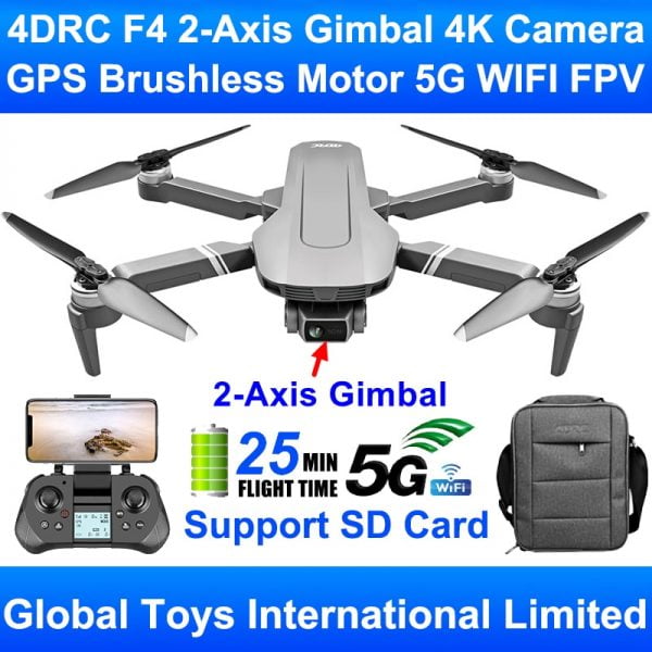 2KM odległość sterowania 4DRC F4 2-osiowy Gimbal profesjonalny aparat 4K bezszczotkowy silnik GPS 5G WIFI FPV zdalnie sterowany dron Quadcopter SG906 Pro