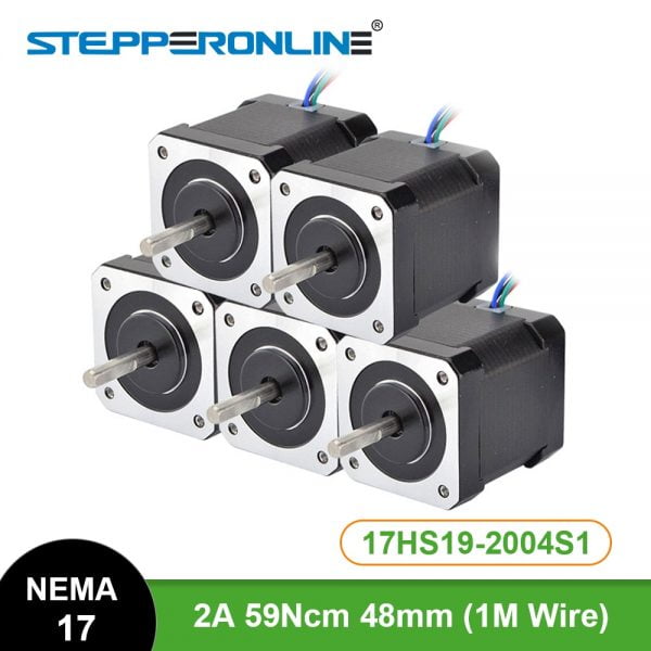 5PCS Nema 17 Stepper Motor 4-lead 48mm 59Ncm(84oz.in) 2A 1m Cable (17HS4801) Nema17 Step Motor for DIY 3D Printer CNC Robot XYZ