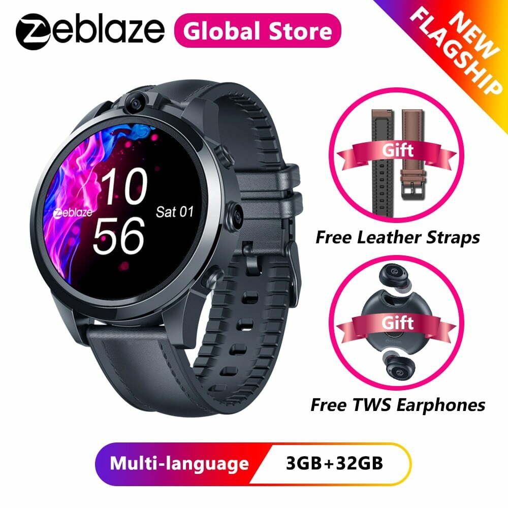 Free Leather Straps]Zeblaze THOR 5 PRO Ceramic Bezel 3GB 32GB Smartwatch Dual Camera Face Unlock Multi-language Smart Men - ایران علی اکسپرس