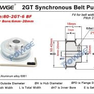 POWGE 80 Teeth 2M 2GT synchronous Pulley Bore 5/6/6.35/ 8/10/12mm for width 6mm 2MGT Timing Belt GT2 pulley Belt 80Teeth 80T