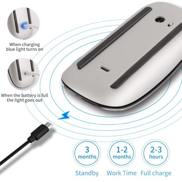 خرید موس از علی اکسپرس Bluetooth Wireless Magic Mouse Silent Rechargeable Laser Computer Mouse Slim Ergonomic PC Mice For Apple Macbook Microsoft