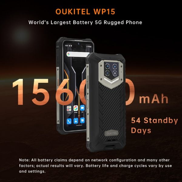 خرید گوشی اوکیتل از علی اکسپرس  Oukitel wp15 Rugged Smartphone 8GB 128GB 6.5″HD Octa Core 15600mAh Android11 Mobile Phone 48MP MT6833