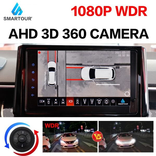 SMARTOUR 2021 3D Key-Queen Car 360 Camera AVM Panoramic around view parking monitoring video recording DVR knob control WDR