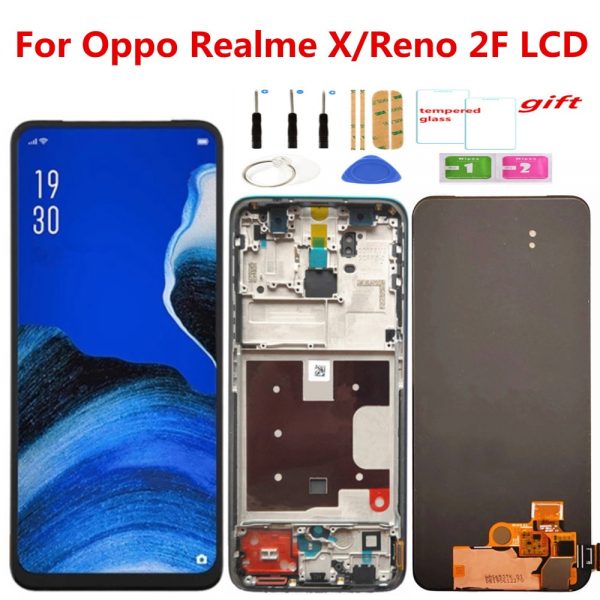 تاچ و ال سی دی ریلمی ایکس 100% Tested Display With frame For Oppo Reno 2F LCD Touch Screen Digitizer Assembly For OPPO Realme X LCD Replacement