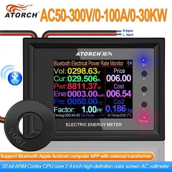 AT24C 100A 2.4″ Digital Voltmeter Meters indicator Power Energy Ammeter current Amps Volt wattmeter tester detector