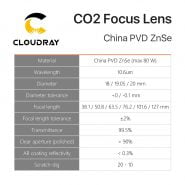 Cloudray China CO2 ZnSe Focus Lens Dia.18 19.05 20 mm FL38.1 50.8 63.5 101.6 127mm 1.5 – 4″ for Laser Engraving Cutting Machine