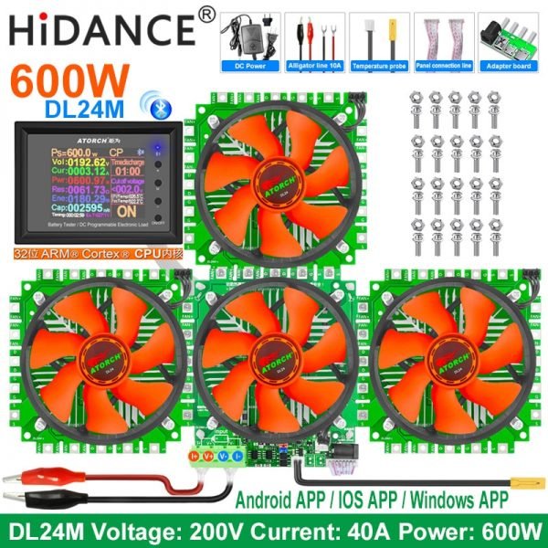 DL24M 4-Wire 150W/300W/450W/600W 18650 Car Lead-acid 12V Battery Capacity Tester Electronic Load Power Tester Discharge Meter