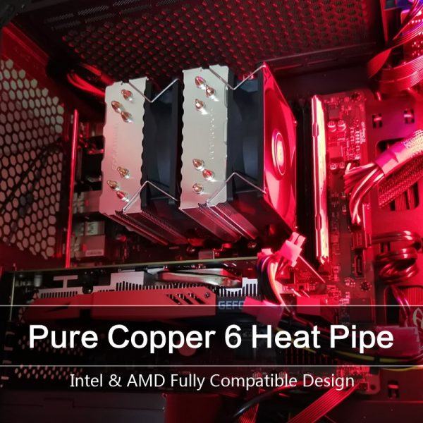 SNOWMAN 6 Heat Pipes CPU Cooler 4 Pin PWM RGB PC Quiet Intel LGA 2011 775 1200 1150 1151 1155 X79X99 AMD AM3 AM4 CPU Cooling Fan