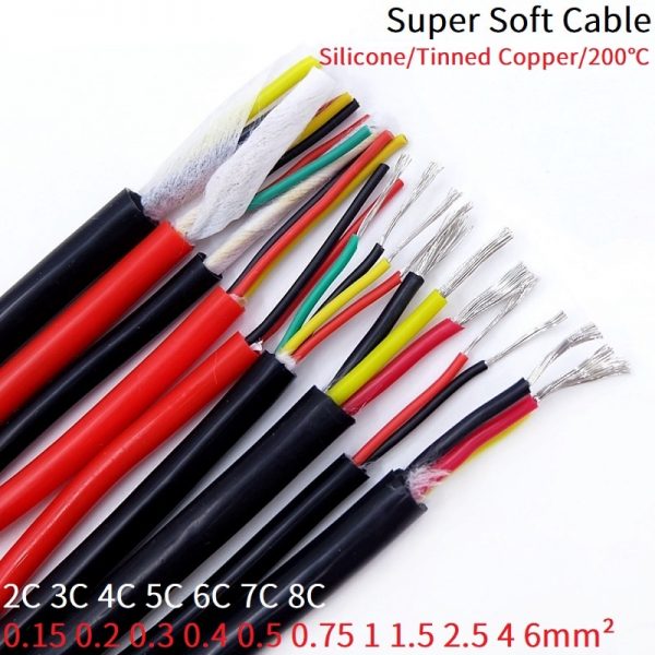 Wire Cable Super Soft Silicone High Temperature Resistance Copper 2 3 4 5 6 7 8 Multi Cores Extra Flexible Power Sheath Wire