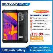 خرید گوشی بلک ویو [In Stock] Blackview BV6600 Pro Rugged Mobile Phone Thermal Imaging Camera FLIR® Android 11 4GB 64GB 8580mAh Global Smartphone