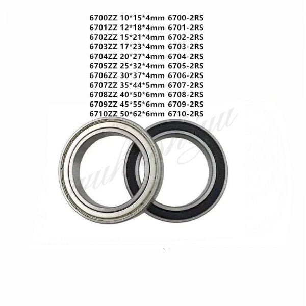 2pcs 6700/6701/6702/6703/6704/6705/6706/6707/6708/6709/6710/6711 2RS ZZ Thin Section Rubber Shielded Bearing Ball Bearings